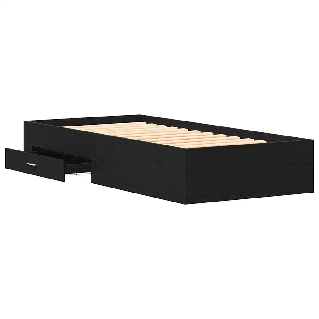 Struttura del letto con cassetto Rovere Nero 100 x 200 cm 3333983
