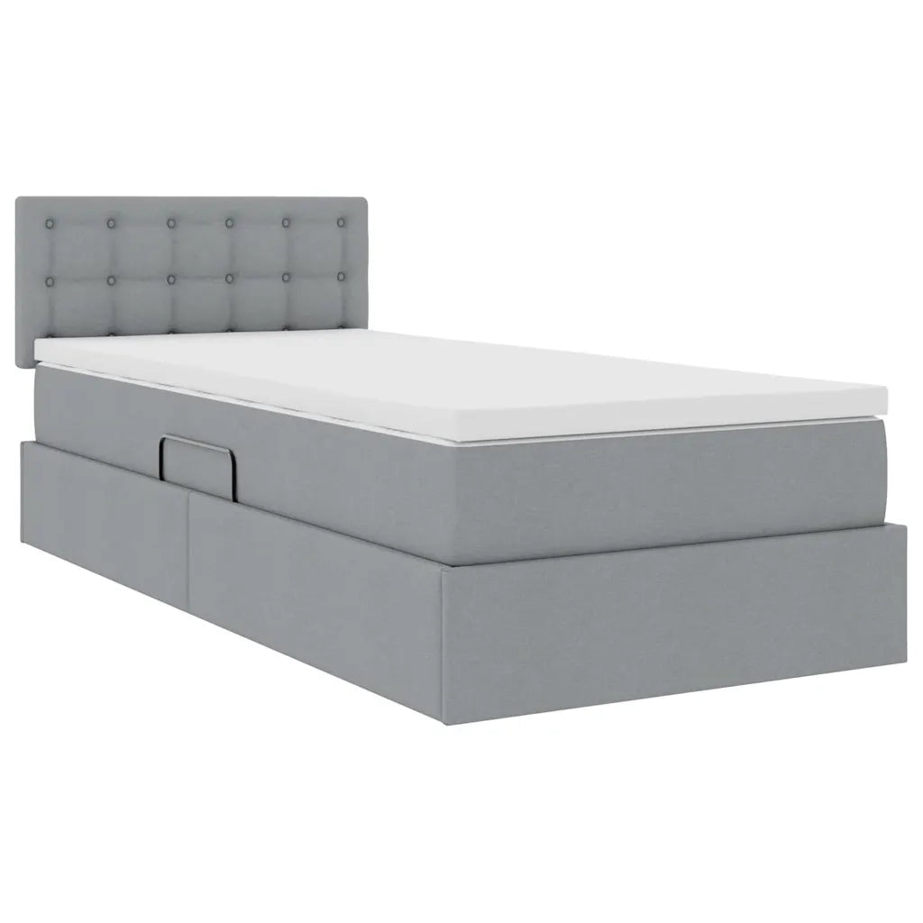 Letto con contenitore e materasso Grigio chiaro 90 x 190 cm