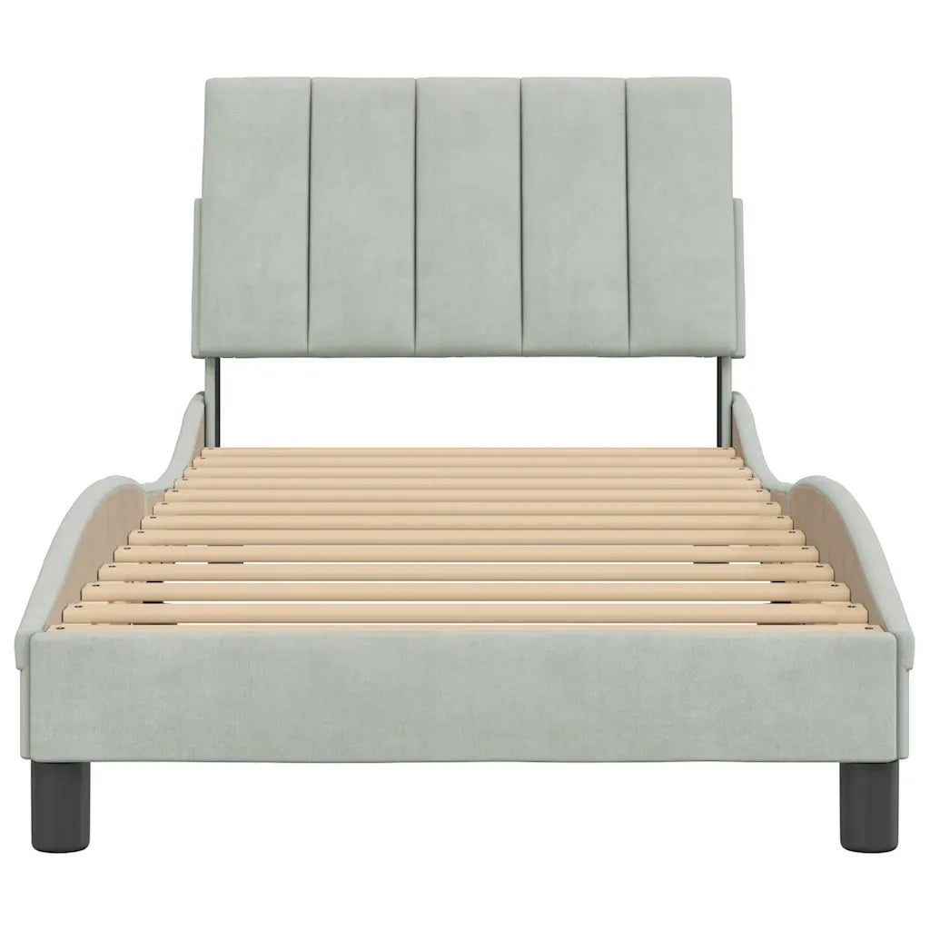 Giroletto senza Materasso Hanko Grigio Chiaro 90x200 cm Velluto