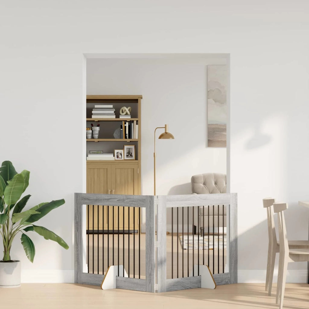 Cancello per cani con supporti 2 pcs Grigio Sonoma 100 x 80 cm 892058