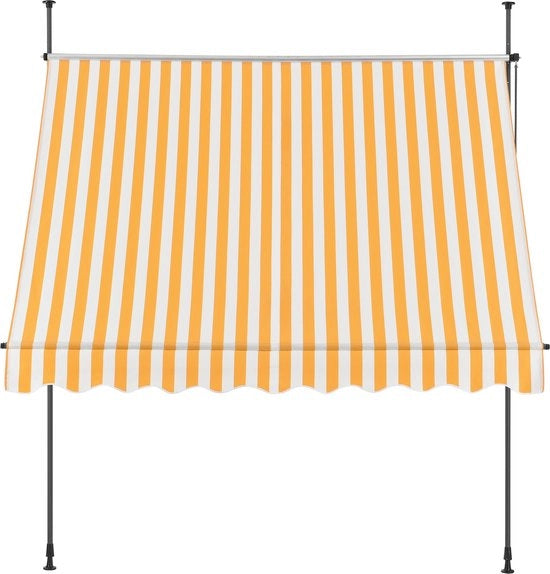 Luifello Rullante - Luifello Estendibile - Giallo e Bianco - 300x120 cm - Acciaio e Tessuto - Impermeabile - Protezione UV