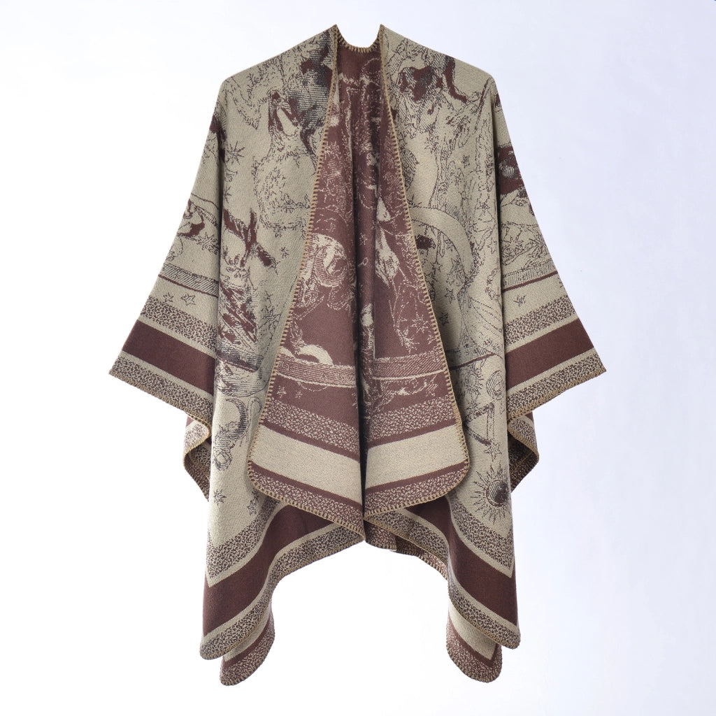 Nuovo scialle/sciarpa reversibile in jacquard stampato, scialle double-face in cashmere
