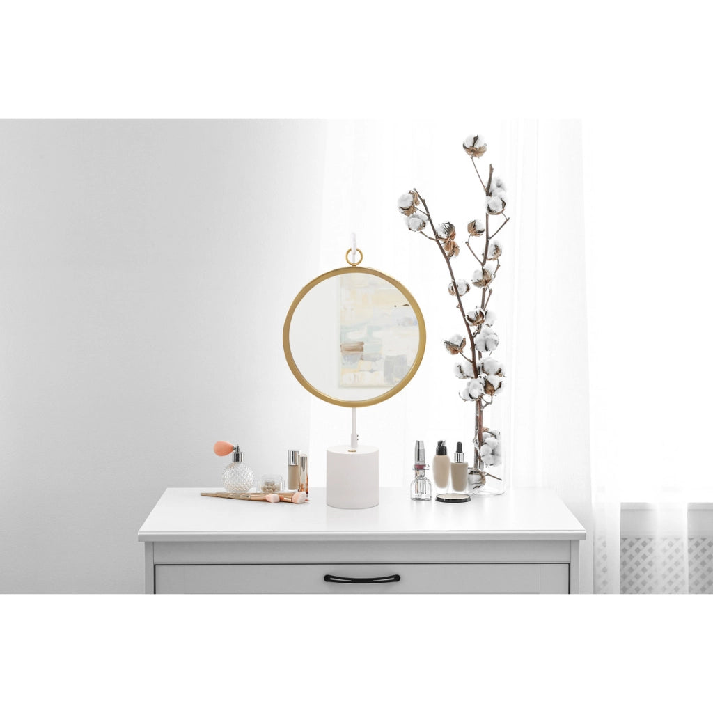 Specchio da tavolo Eleganca in bianco e oro
