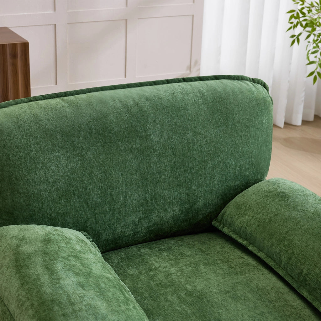 Poltrona divano retro con doppia tasca laterale in ciniglia, Verde 96 × 92 × 90 cm