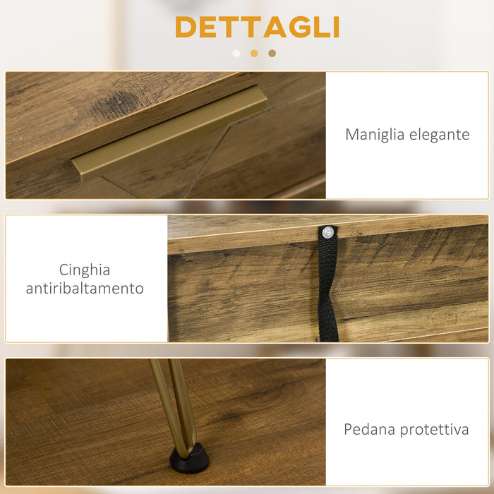 Tavolo Consolle Ingresso 120x29x79 cm in Truciolato e Acciaio Bronzo