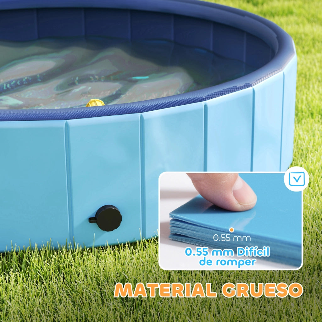 Piscina per cani pieghevole ¨C zephmum ¨C PVC antiscivolo ?100x30 cm blu chiaro