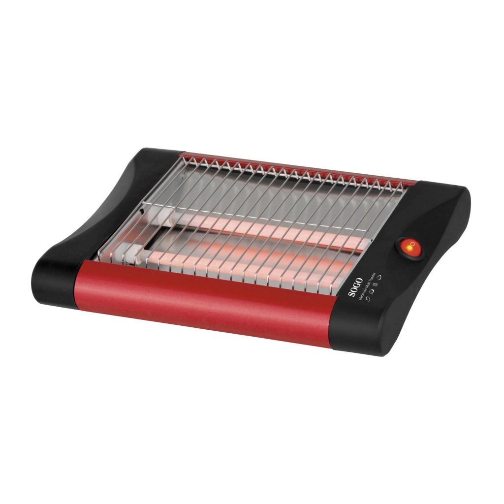 Tostapane piatto orizzontale per 2 fette, elementi riscaldanti al quarzo 300W, area tostatura 18x15cm cucina - SOGO