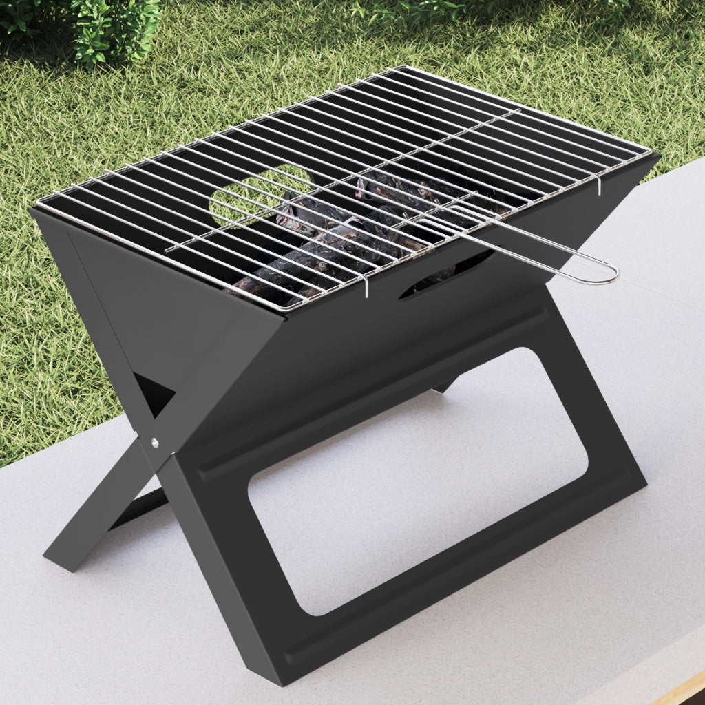 Griglia BBQ a Carbone - Pieghevole, Nera, 46x30x31 cm, Realizzata in Acciaio