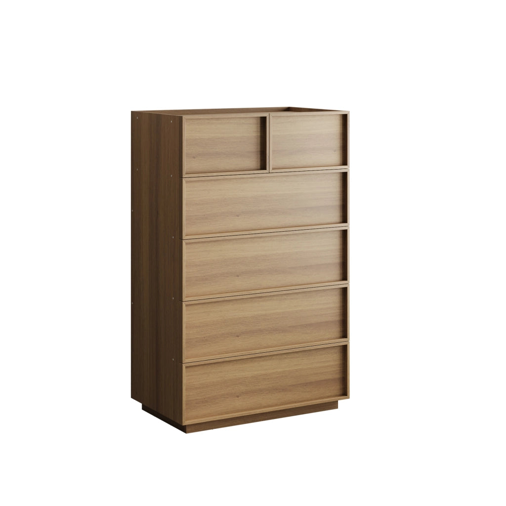 Cassettiera moderna a 6 cassetti 80x48x127 cm in MDF e truciolare; colore rovere