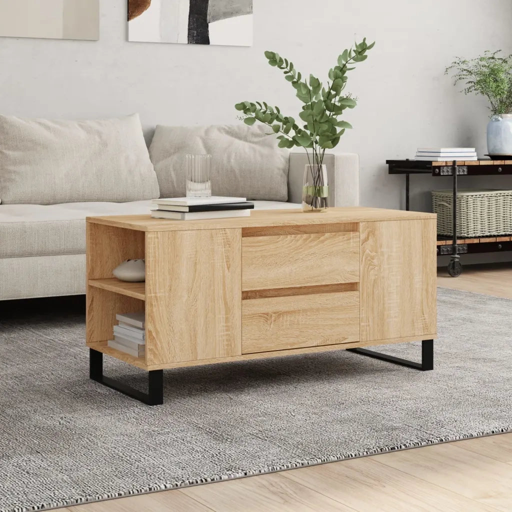 Tavolino Salotto-Tavolino da soggiorno-Tavolo Rovere Sonoma 102x44,5x50 cm Legno Multistrato 121088