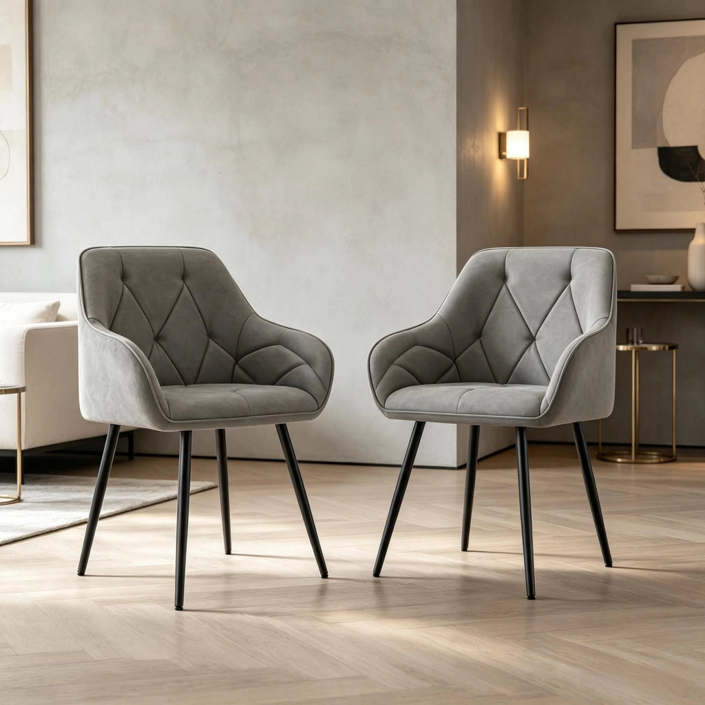 SEDIA Set da 2 pezzi 45,5x45x83,5 cm Similpelle Grigio Scuro