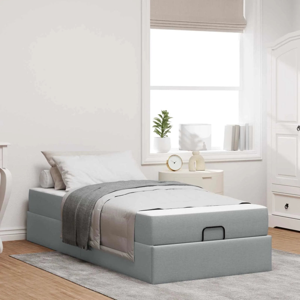 Struttura letto con materasso 2 pcs Grigio chiaro Tessuto