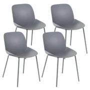 E-STYLO Sedia da pranzo in polipropilene grigio scuro e gambe in metallo grigio scuro, 55cm X 46cm H. 79cm.