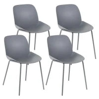E-STYLO Sedia da pranzo in polipropilene grigio scuro e gambe in metallo grigio scuro, 55cm X 46cm H. 79cm.