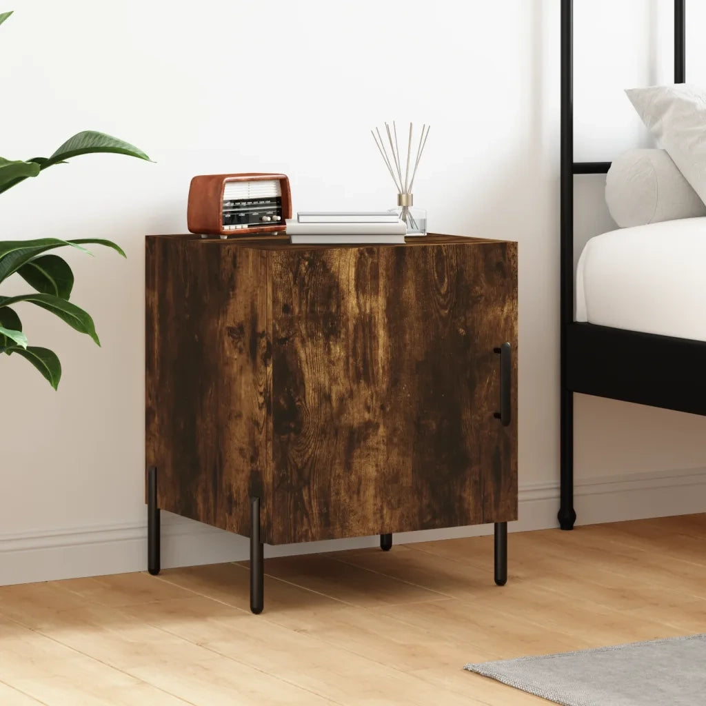 Comodino | Armadio da Notte | Mobiletto da notte Rovere Fumo 40x40x50 cm in Legno Multistrato