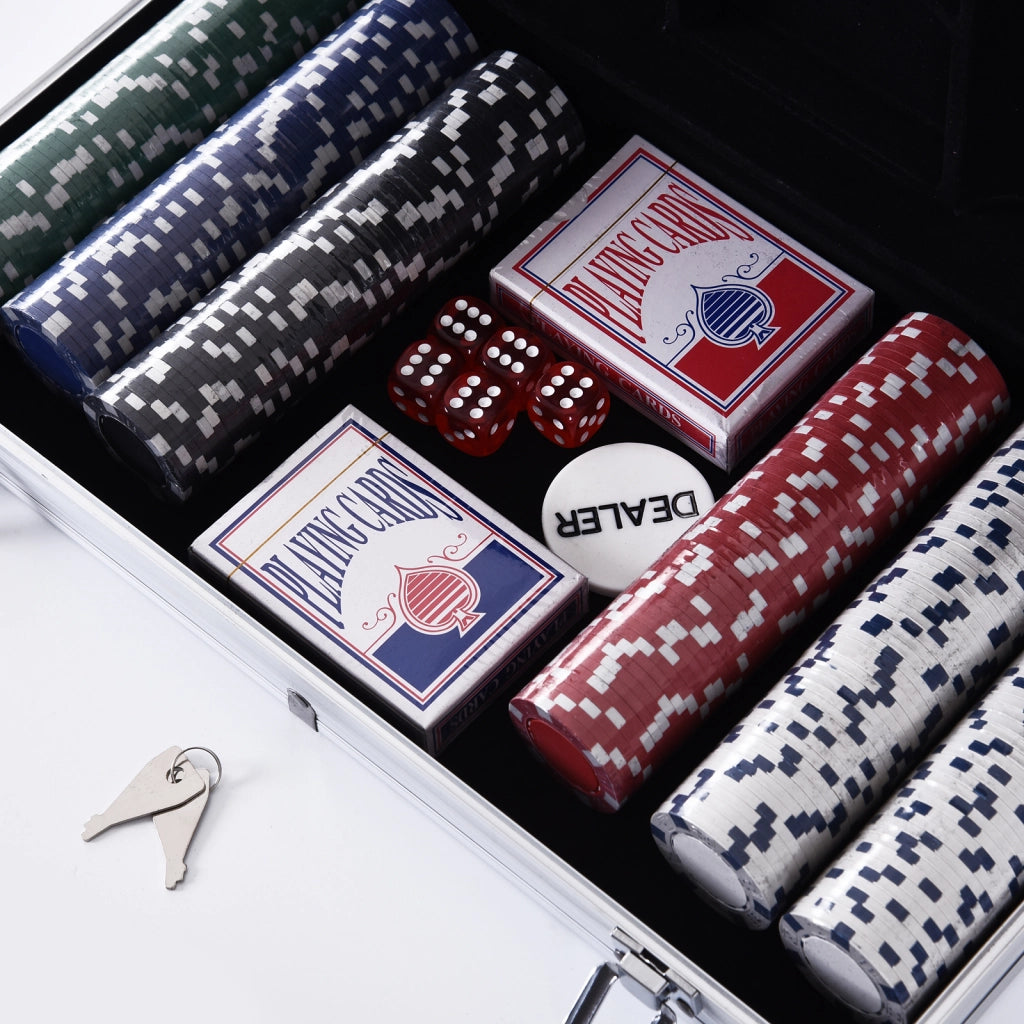 Set di Poker Completo con 300 Gettoni e 2 Mazzi di Carte ¨C Zephmum ¨C Argento