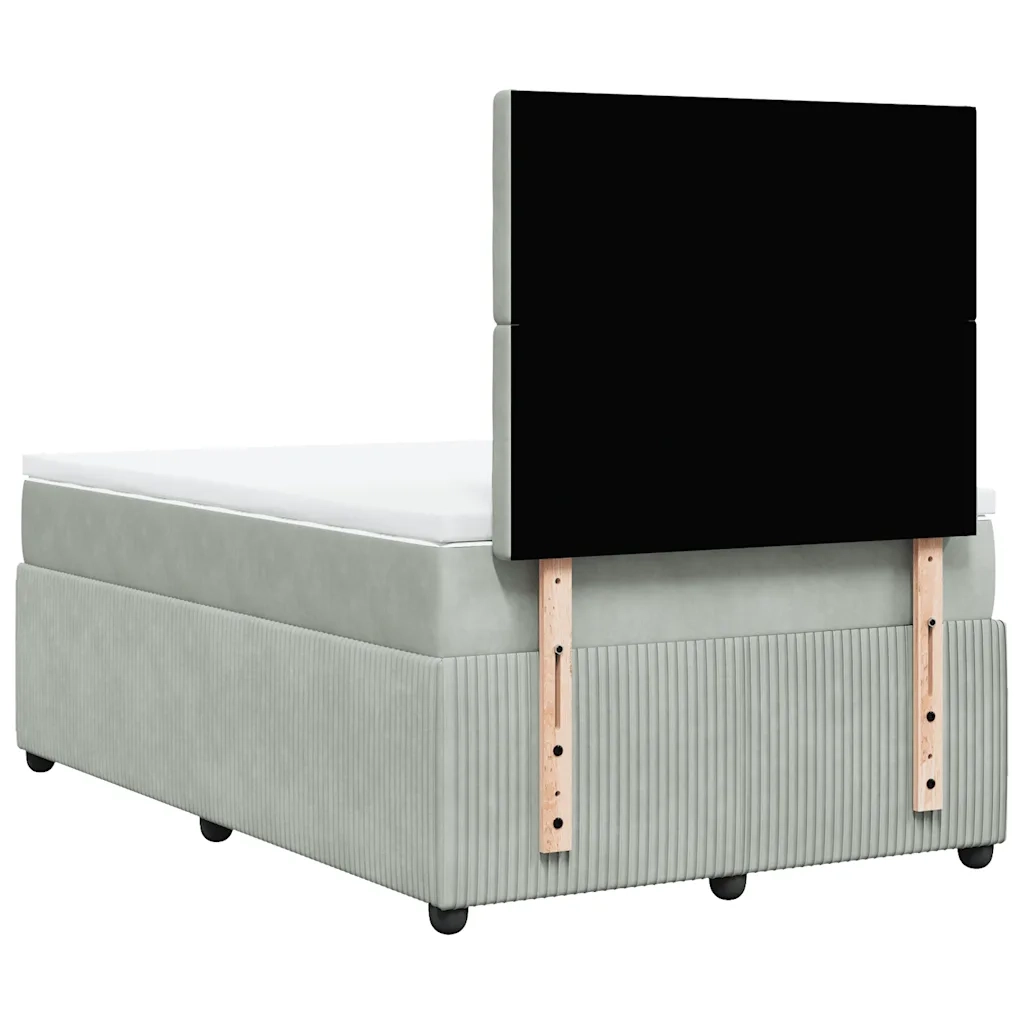 Giroletto a Molle con Materasso Grigio Chiaro 120x190cm Velluto 3294598