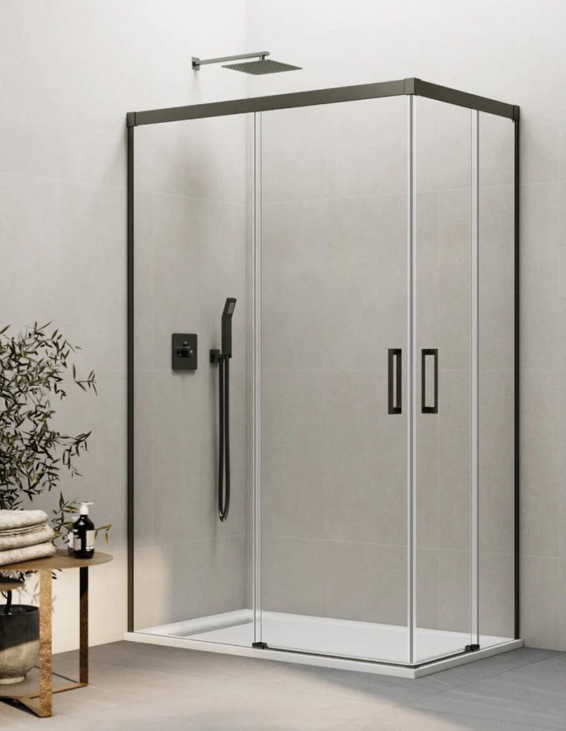 Box doccia ingresso angolare 2+2 THALASSA (BASIC) 110x75 cm Titanio vetro trasparente
