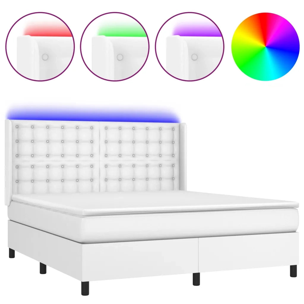 Giroletto Molle con Materasso e LED Bianco 180x200cm Similpellecod mxl 123365