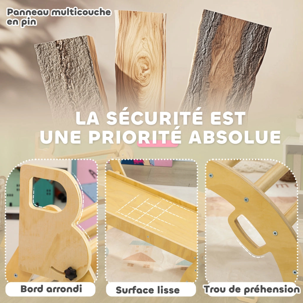 Triangolo Arrampicata Bambini con Scivolo e Altalena ¨C Zephmum ¨C Legno Naturale