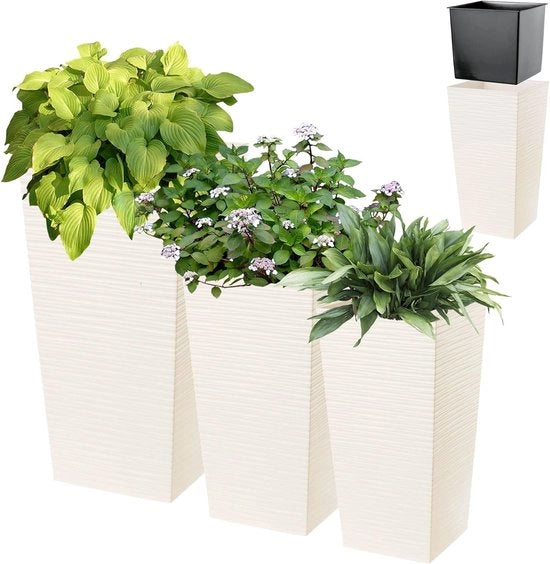 Set di Vasi per Fiori Resistenti alle Intemperie per Interno e Esterno | Set da 3 - Moderno e Artigianale