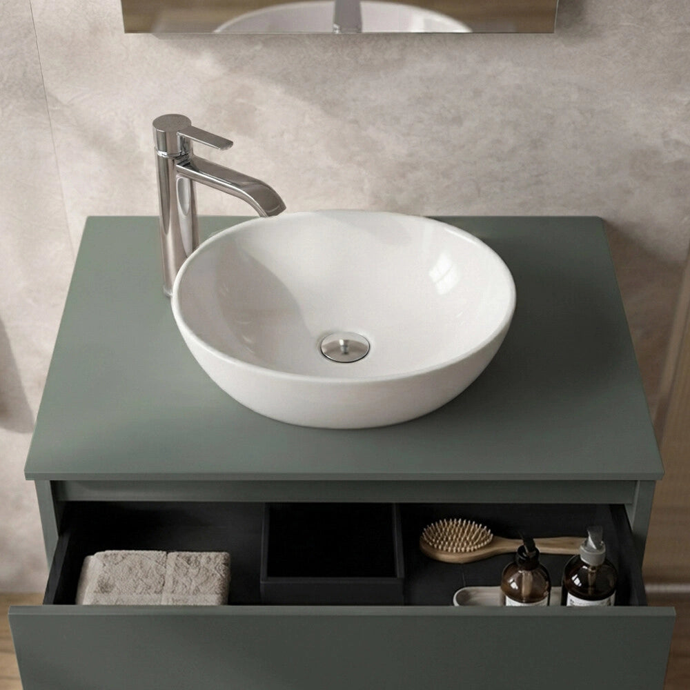 Mobile bagno sospeso 70 cm verde portalavabo due cassetti Tierra