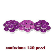 Trade Shop - Set 120 Pezzi Candele Viola Profumate Fragranza Lavanda Tealight Lumini -