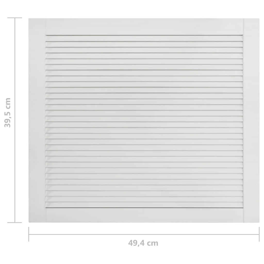 Porta a persiana in legno massello di pino anta per mobile anta per mensola rivestimento per armadio guardaroba paravento bianco 39,5 x 49,4 cm 02_0003879