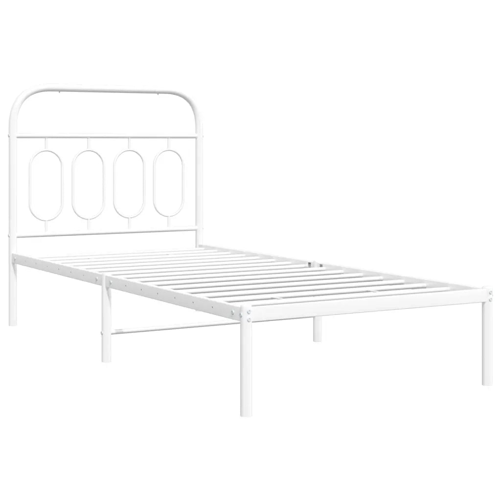 Giroletto con Testiera-Struttura Letto con testiera Metallo Bianco 90x200 cm 671668