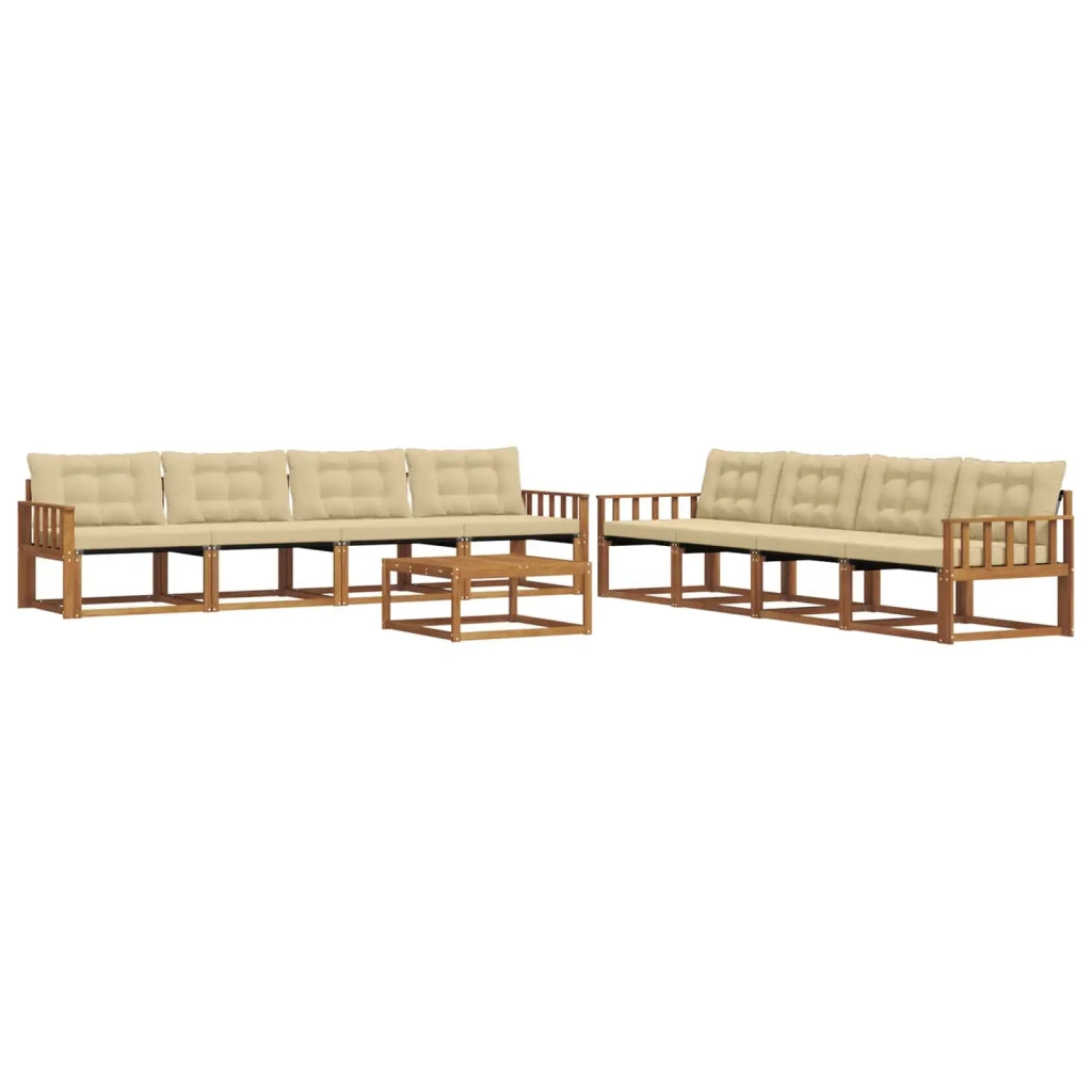 Set di divani da esterno con cuscino 9 pcs Naturale e Beige