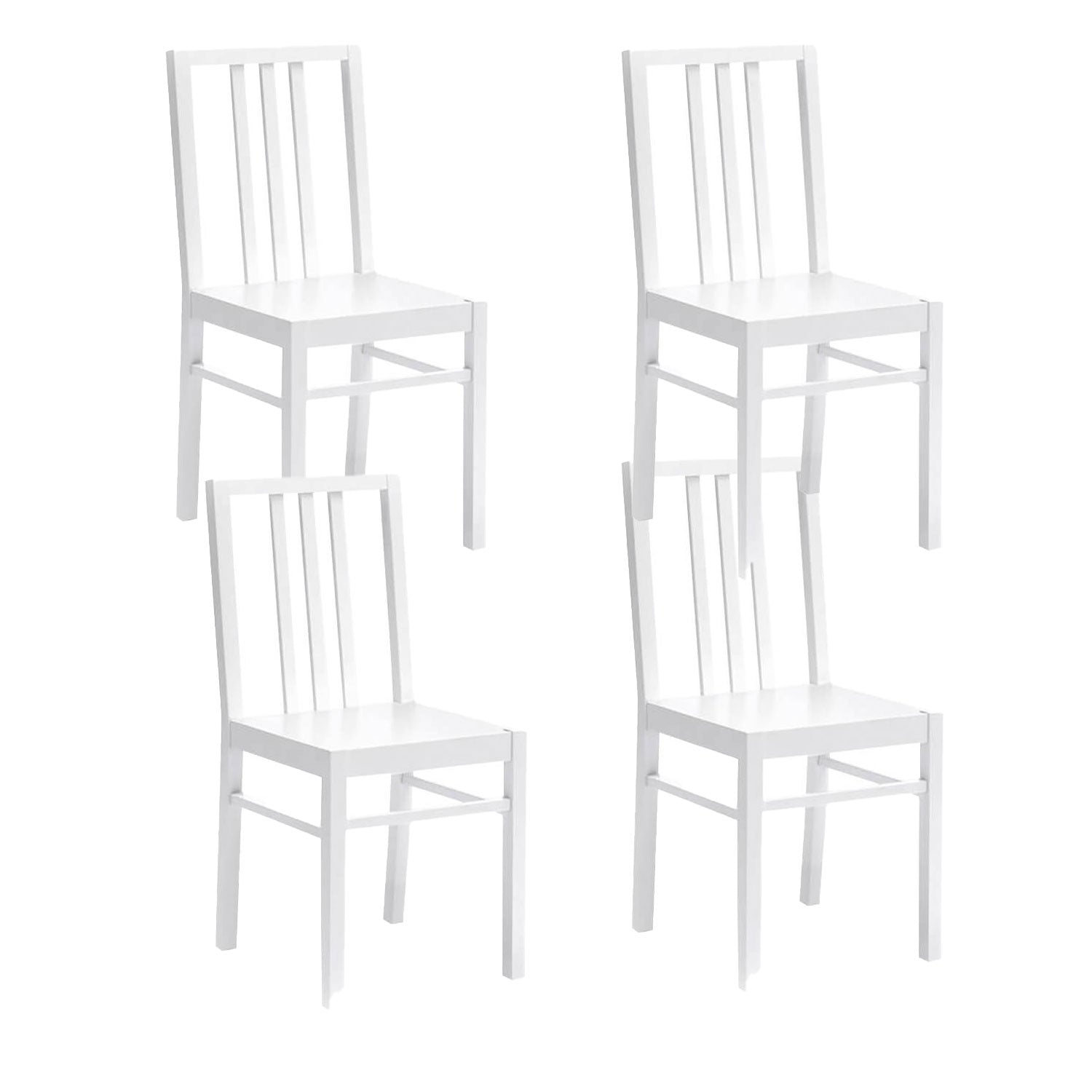 Set 4 Sedie 36,5x36,5x86,5 cm in Legno Laccato Bianco