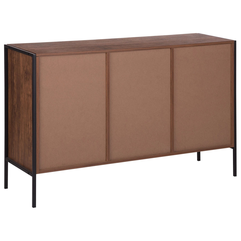 Madia credenza in Legno Scuro e Nero con Cassetti Industriale Soggiorno