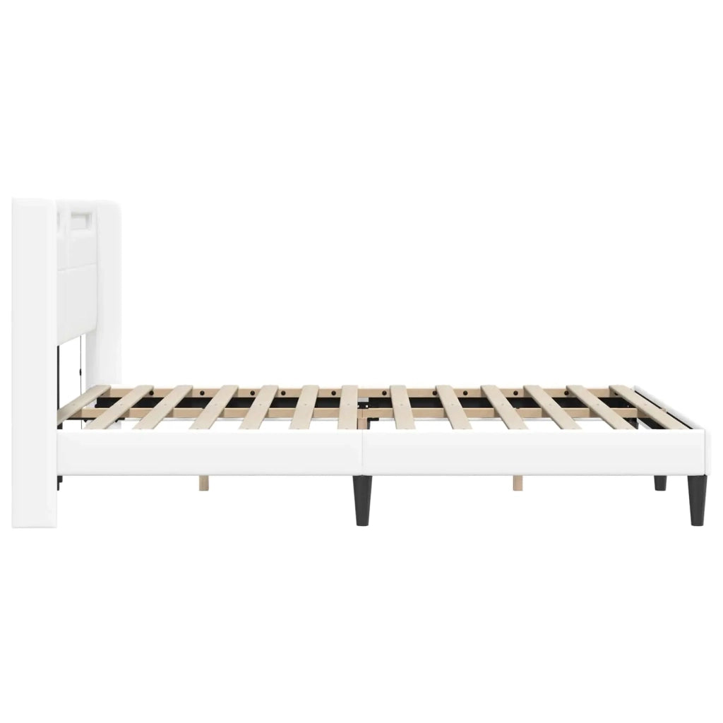 Struttura del letto con testiera Bianco 160 x 200 cm Similpelle