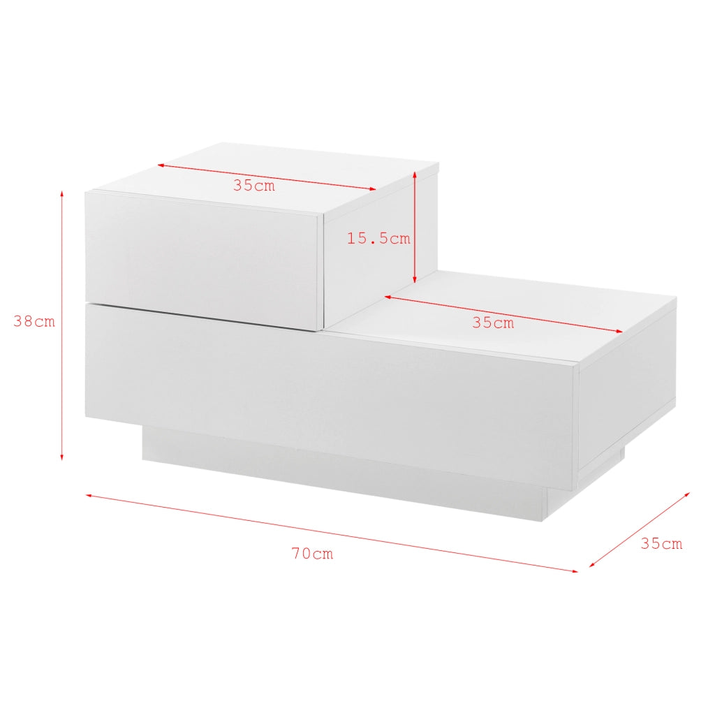 Comodino Sebokeng con 2 Cassetti per Lato Sinistro del Letto 38x70x35 cm Bianco Opaco [en.casa]