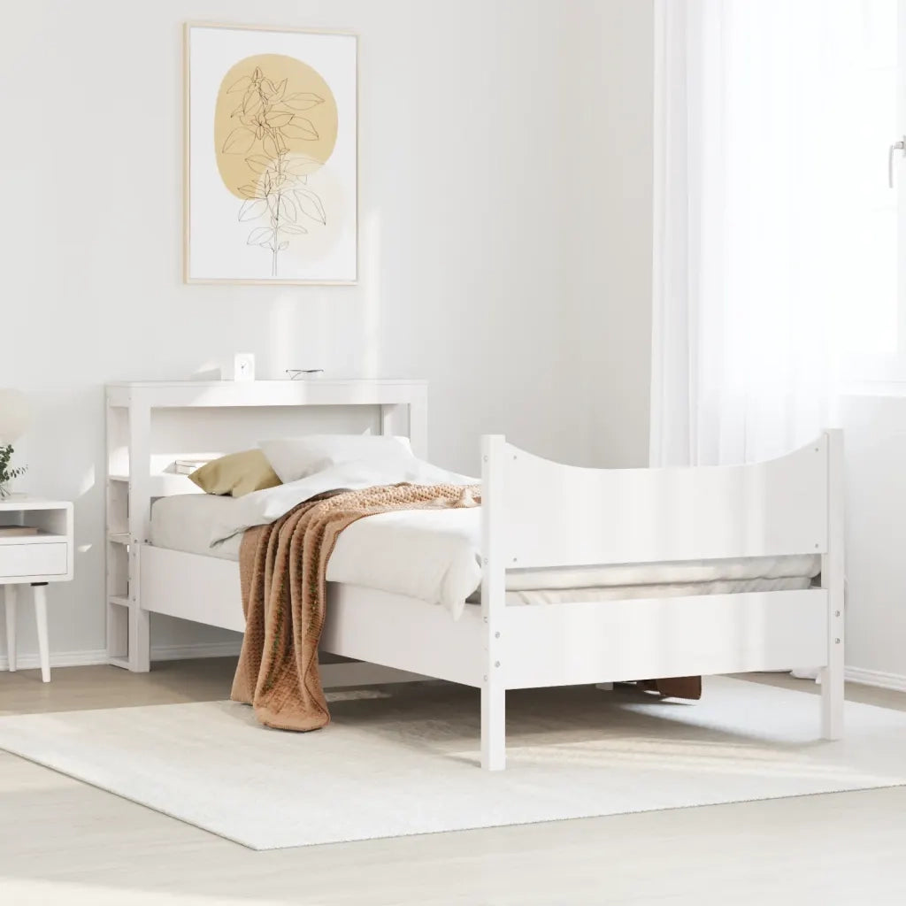 vidaXL Giroletto con Testiera Bianco 90x200 cm Legno Massello di Pino