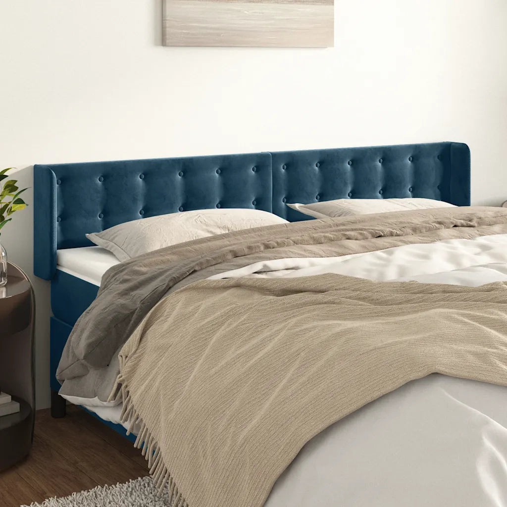 Testiera ad Orecchio Blu Scuro 203x16x78/88 cm in Velluto 3119272