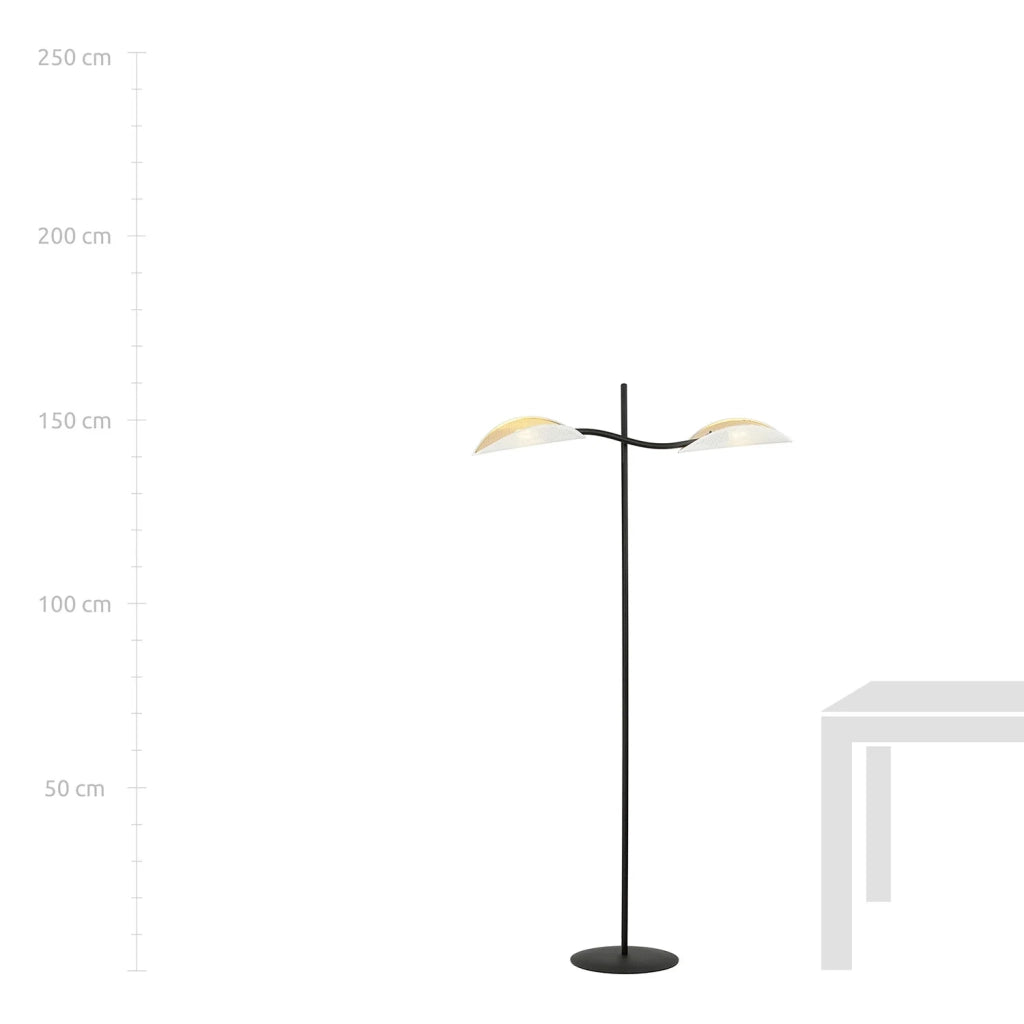 Piantana Contemporaneo Ares Acciaio Nero 2 Luci E14 Ip20