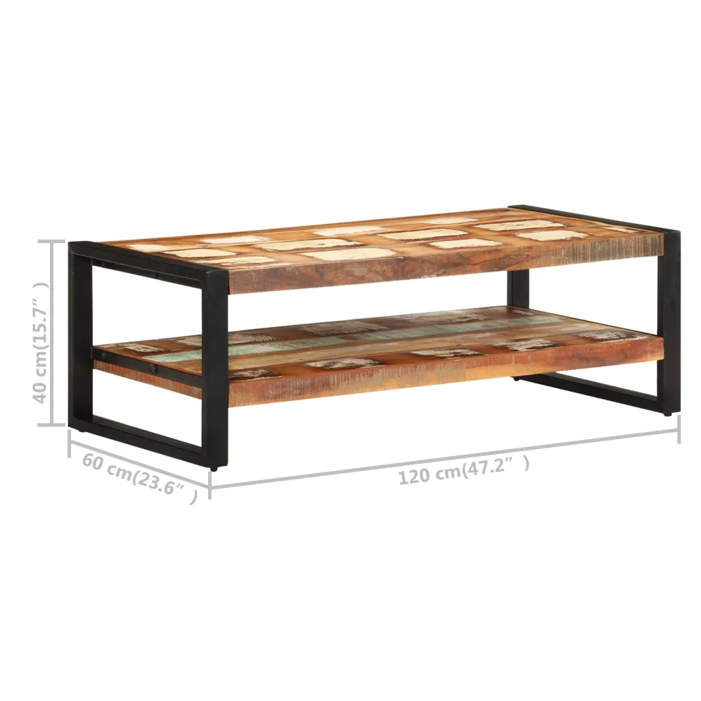 Tavolino da Salotto-Tavolino da soggiorno-Tavolo 120x60x40 cm in Legno Massello di Recupero