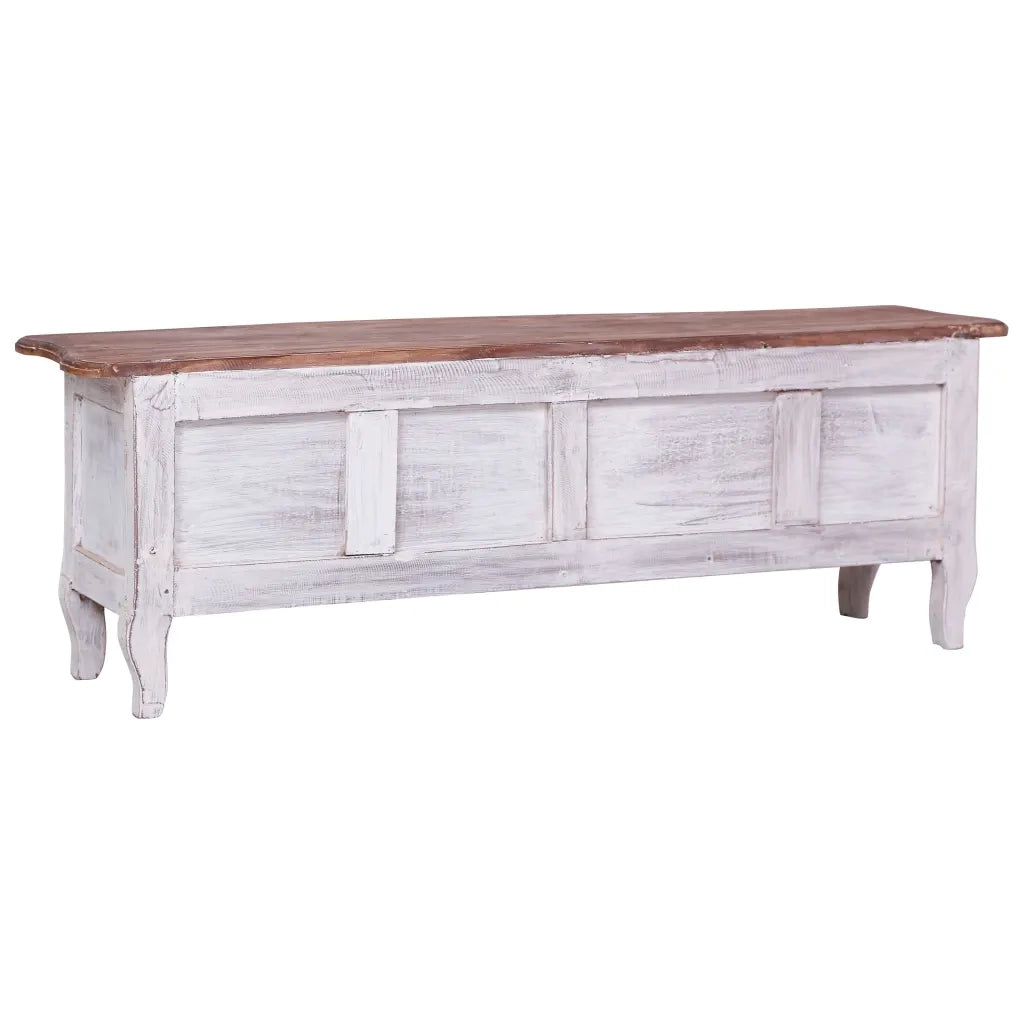Mobile Porta TV 120x30x40 cm Bianco in Legno Massello di Mogano 283902