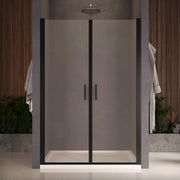 Box doccia nicchia 80 cm porta due battenti H200 cm cristallo 8mm profilo NERO OPACO ELDA