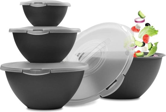 Set di 6 Ciotole per Muesli | Ciotole Infrangibili | 750 ml Ciotole per Dessert | Set di Ciotole e Piatti (Grigio Antracite) - Servizio di Tavola Stiloso e Sostenibile