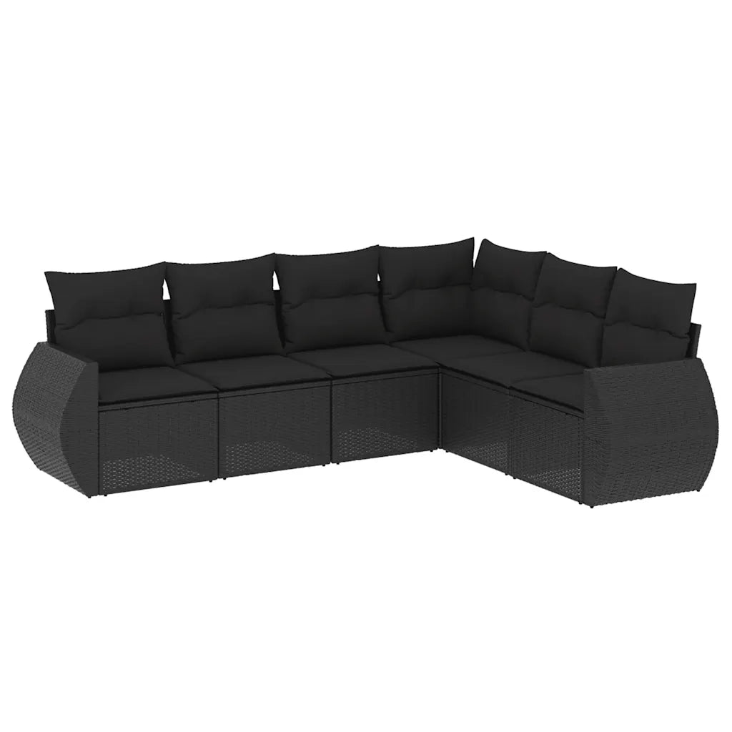 Set Divano da Giardino 6 pz con Cuscini Nero in Polyrattancod mxl 92167