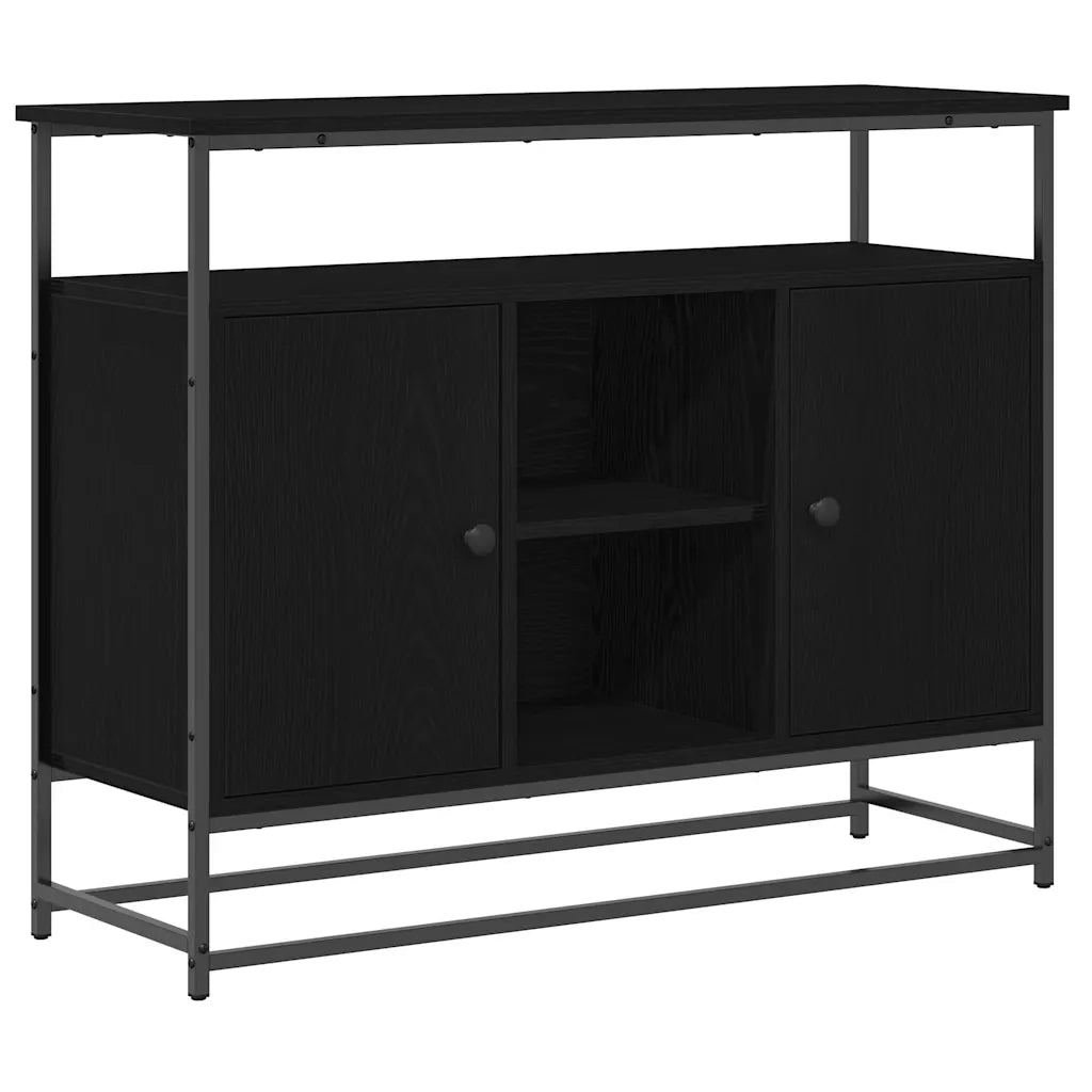 Credenza | Madia | Buffet da pranzo | Armadio da pranzo Rovere Nero 100 x 35 x 80 cm Legno multistrato