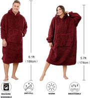 Piuma Sherpa, Grande Fleece Hoodie, Giacca da Notte, Cappotto da Bagno per Uomo e Donna, soffice, Coperta d'Inverno - Fleece Coperta - Cappotto da Bagno