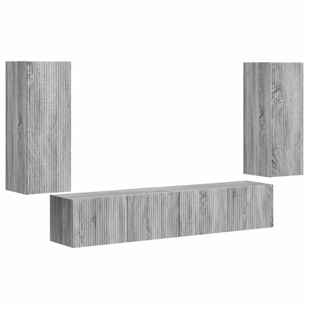 Set di Mobiletto da TV a Parete 4 pcs Grigio Sonoma