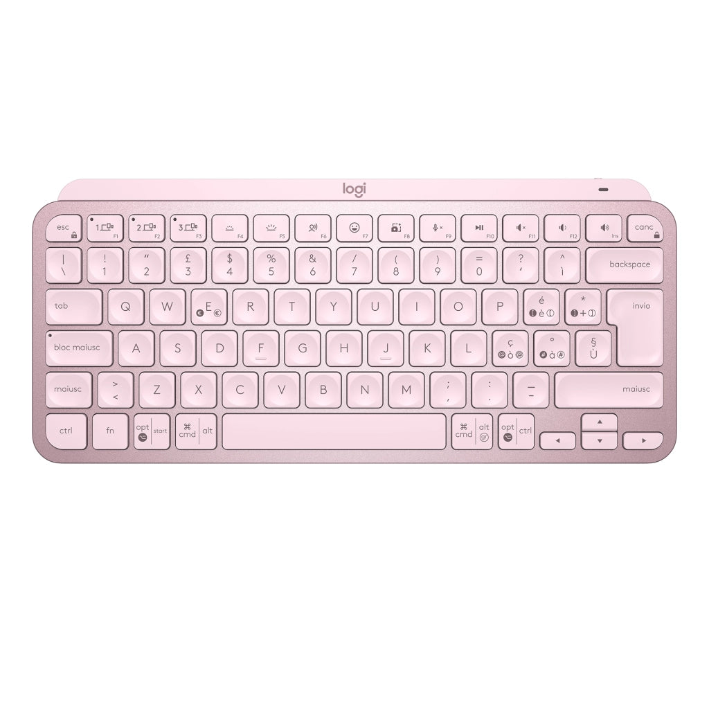 Logitech mx keys mini tastiera illuminata wireless, minimal, compatta, bluetooth, retroilluminata, usb-c, compatibile con apple macos, ios, windows, linux, android, in metallo - 920-010812