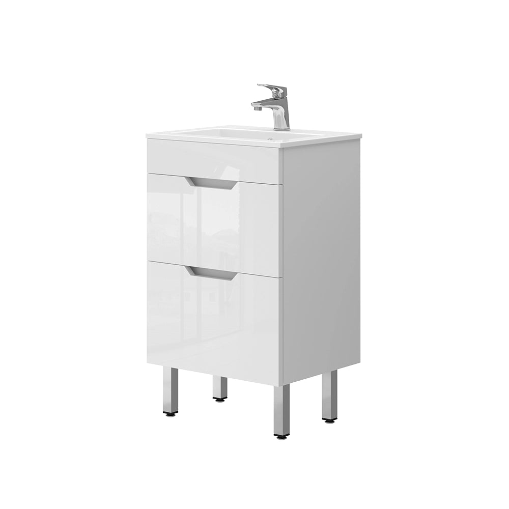 Vicco Set mobili bagno Bianco 2 parti, con lavabo e 2 cassetti