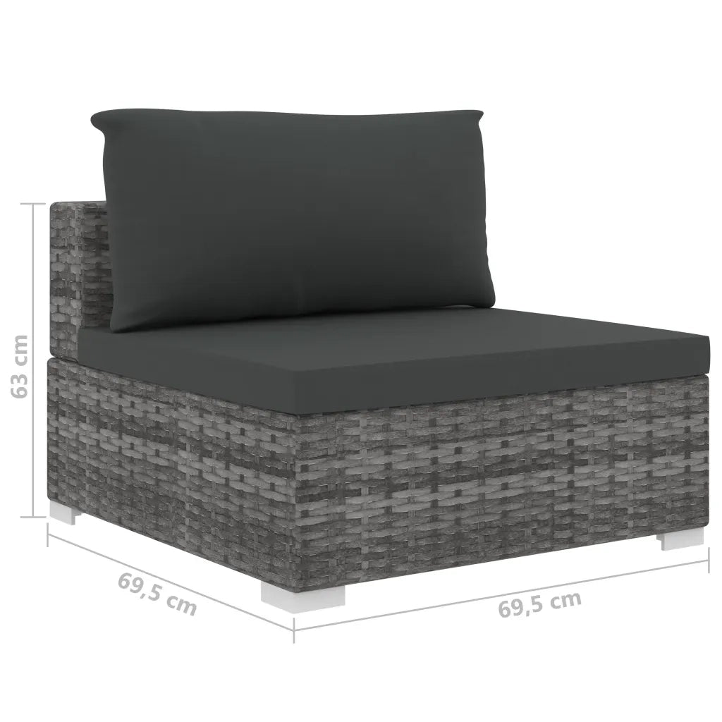 Set Divani da Giardino 8 pz con Cuscini in Polyrattan Grigio 48313