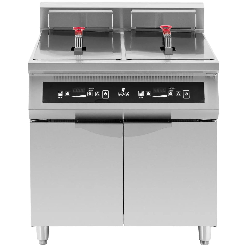 Friggitrice professionale a induzione 2 x 30 litri 60 a 190 °C acciaio inox 14_0009093