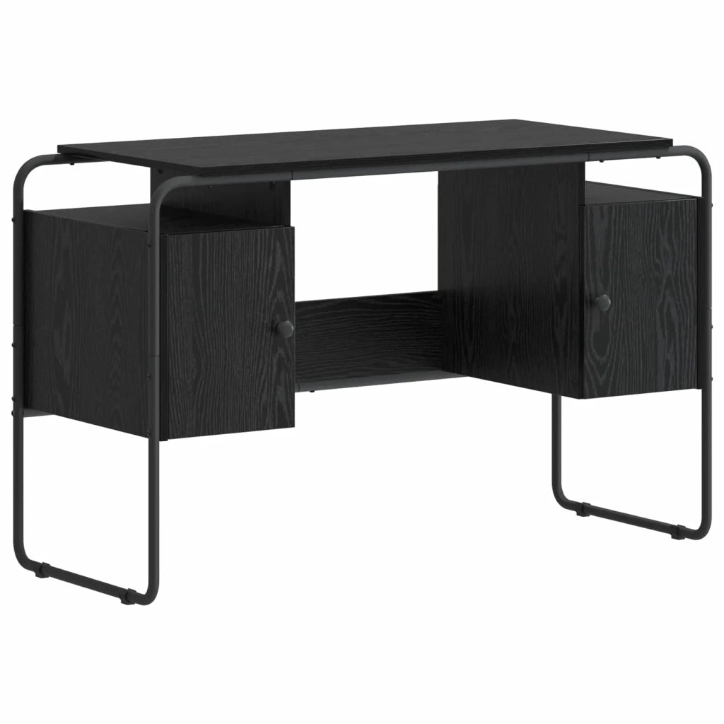 Scrivania con Spazio di Archiviazione Rovere Nero 8008038